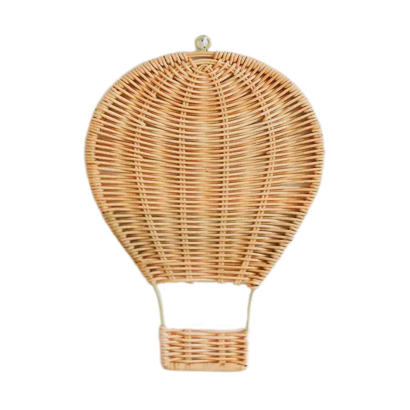 Handmade Rattan Hot Air Balloon Wall Hanging Decoration for Kids' Room, Home Decor, Baby Photo Prop