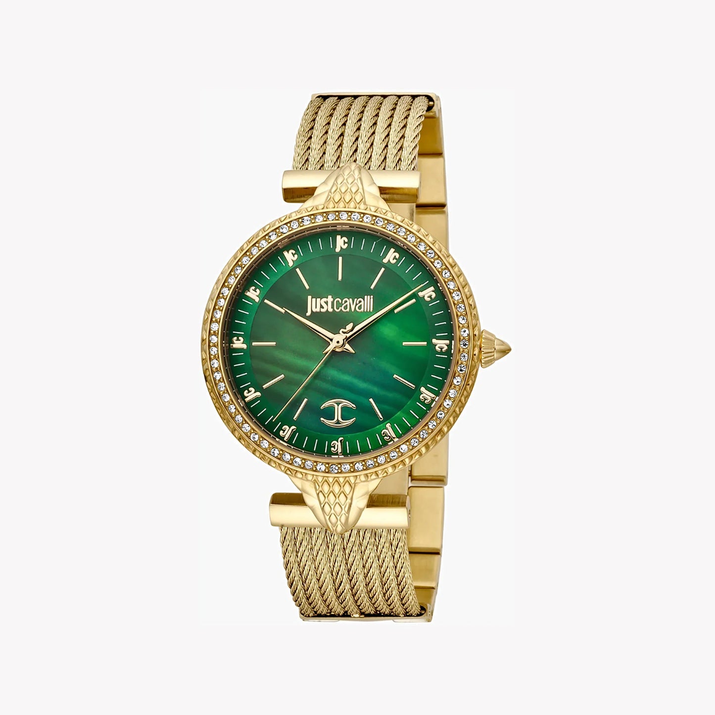 Just Cavalli Women's Gold Watch, Green Mother Of Pearls Dial | Jc1l169m0035
