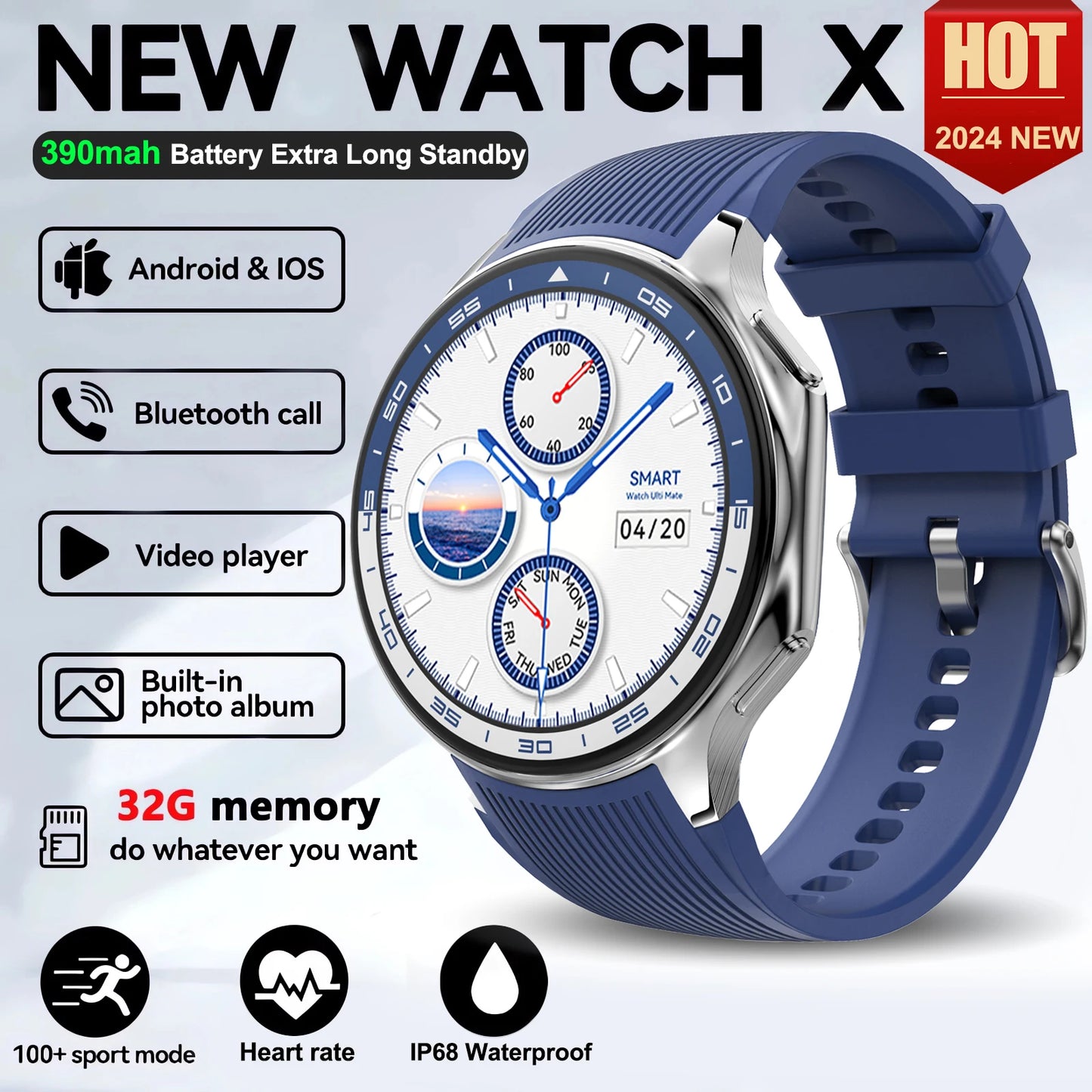 2025 New Smart Watch Bluetooth Call Watch Sleep Heart Rate Detection Smart Watches Blood Oxygen Monitor Activity Tracker Compass