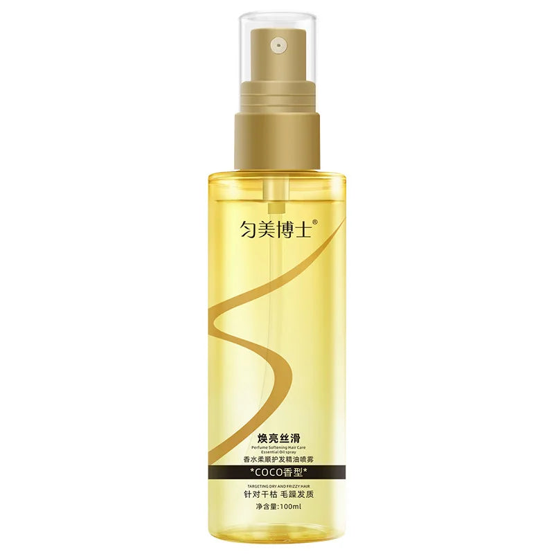 Anti-Frizz Hair Oil Spray, Perfumed Smoothing Lightweight Non-Greasy Hair Care Oil for Color-Treated & Perm Damaged Hair, Long-L