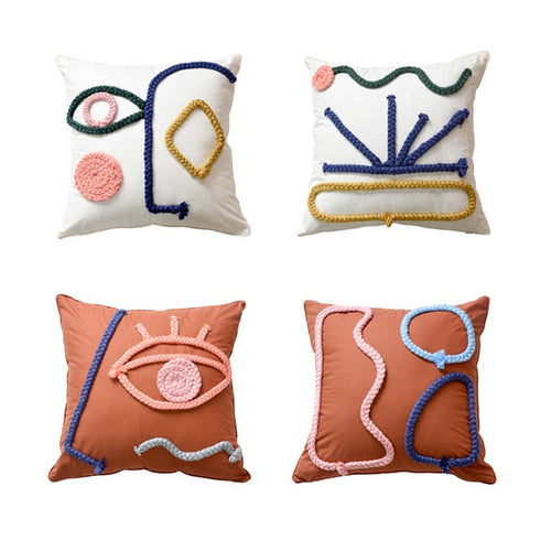 Hand Woven Pure Cotton Throw Pillow Cover 45x45cm For Home Decor