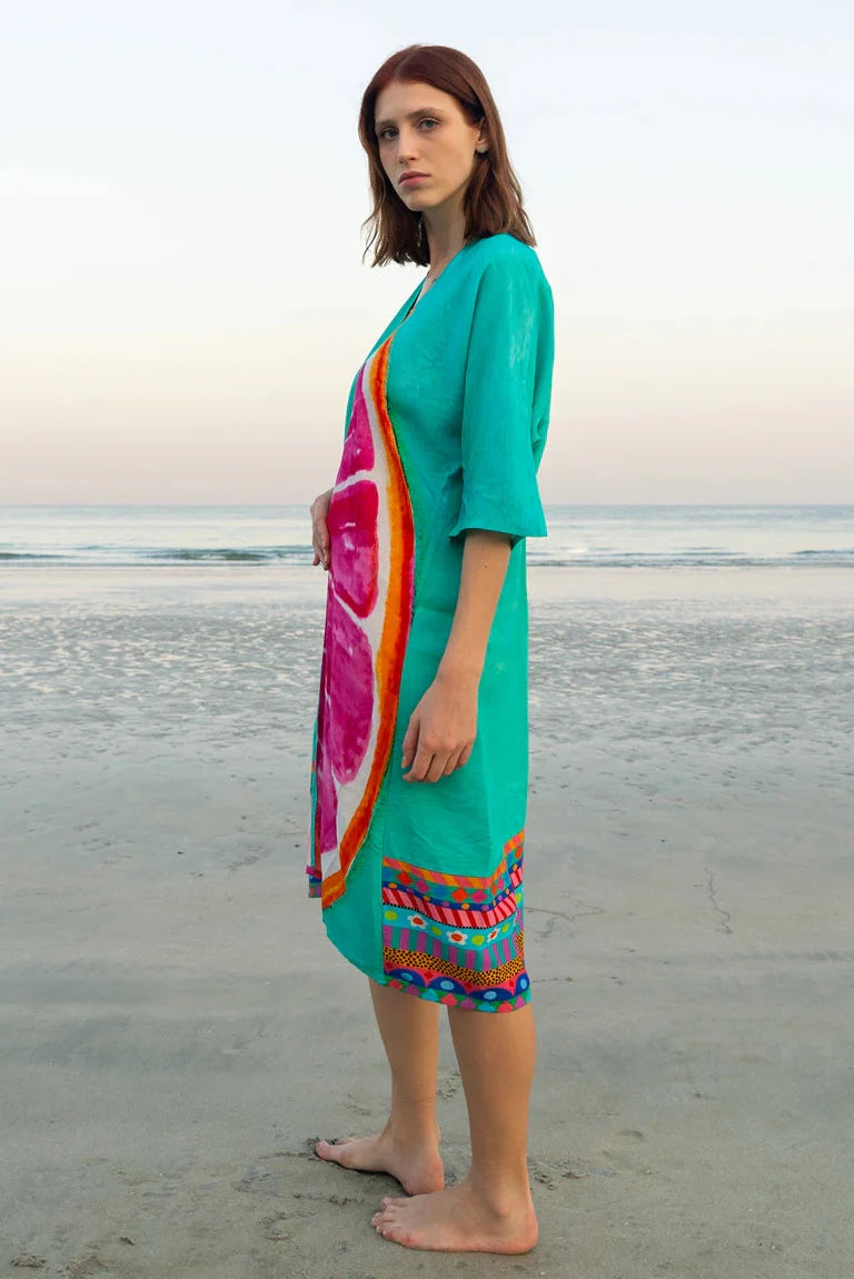 Cotton Candy Mid Length Kimono - Pink & Aqua Blue