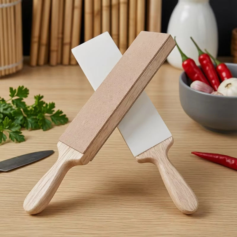 315mm New Knife Sharpening Stone Polishing Leather Double-Sided Sharpening Belt Composite Wooden Handle