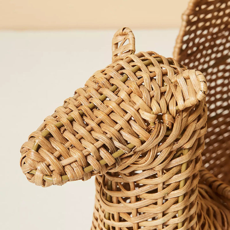 Handmade Woven Animal Camel Decoration Rattan Basket with Lid Cartoon Toy Storage Box Organizer Rattan Basket