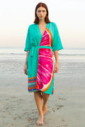 Cotton Candy Mid Length Kimono - Pink & Aqua Blue
