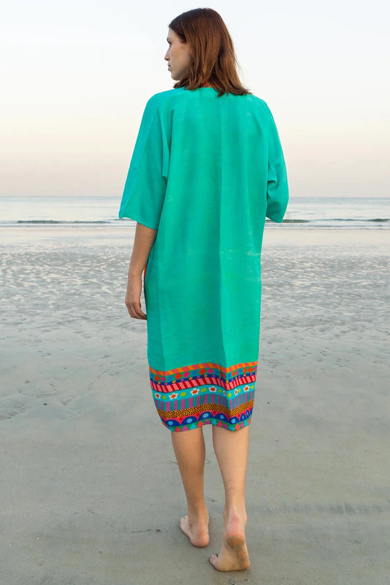 Cotton Candy Mid Length Kimono - Pink & Aqua Blue