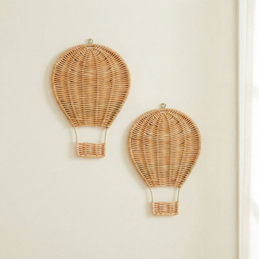 Handmade Rattan Hot Air Balloon Wall Hanging Decoration for Kids' Room, Home Decor, Baby Photo Prop