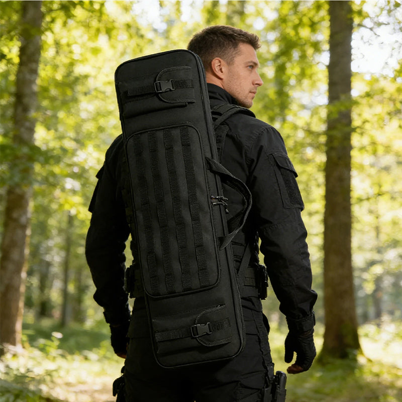 120cm & 90cm Tactical Rifle Bag, Durable Gun Case for Hunting & Shooting – Rifle/Shotgun Backpack with Pistol Holster
