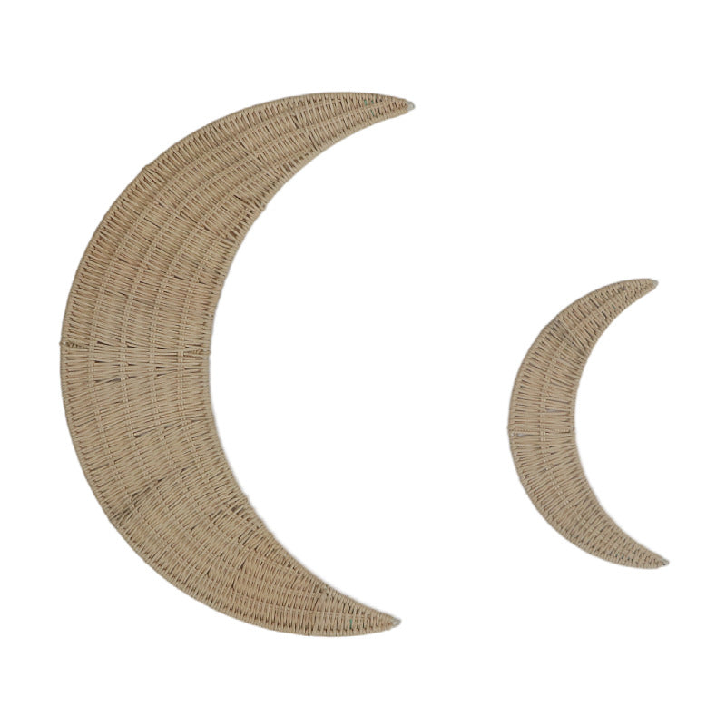 Nordic Style Woven Moon Shape Wall Hanging Decor Handmade Weaving Art Decoration for Wall Photography Props