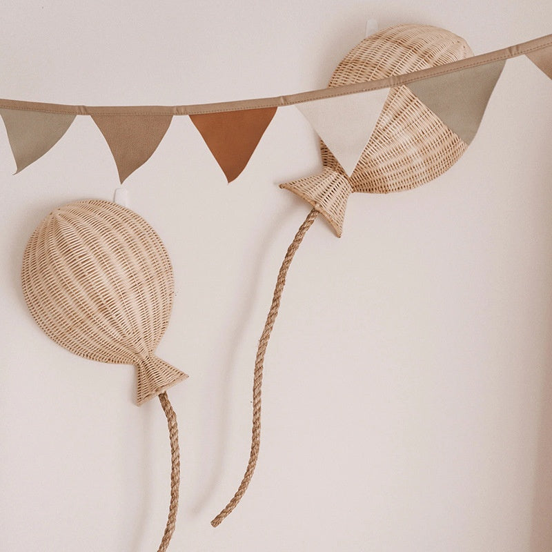 Scandinavian Bamboo Woven Balloon Wall Hanging Decor for Kids' Room Wall Decoration