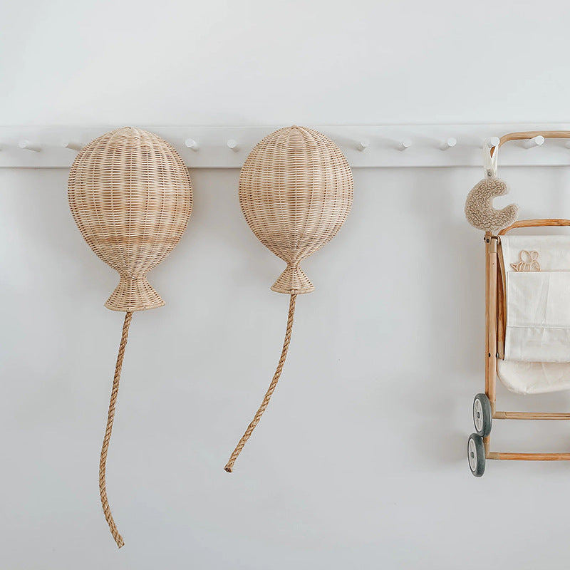 Scandinavian Bamboo Woven Balloon Wall Hanging Decor for Kids' Room Wall Decoration