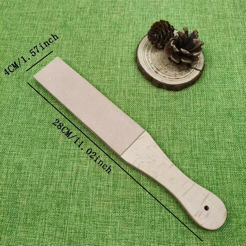 315mm New Knife Sharpening Stone Polishing Leather Double-Sided Sharpening Belt Composite Wooden Handle