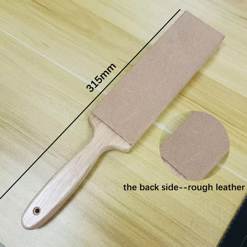 315mm New Knife Sharpening Stone Polishing Leather Double-Sided Sharpening Belt Composite Wooden Handle