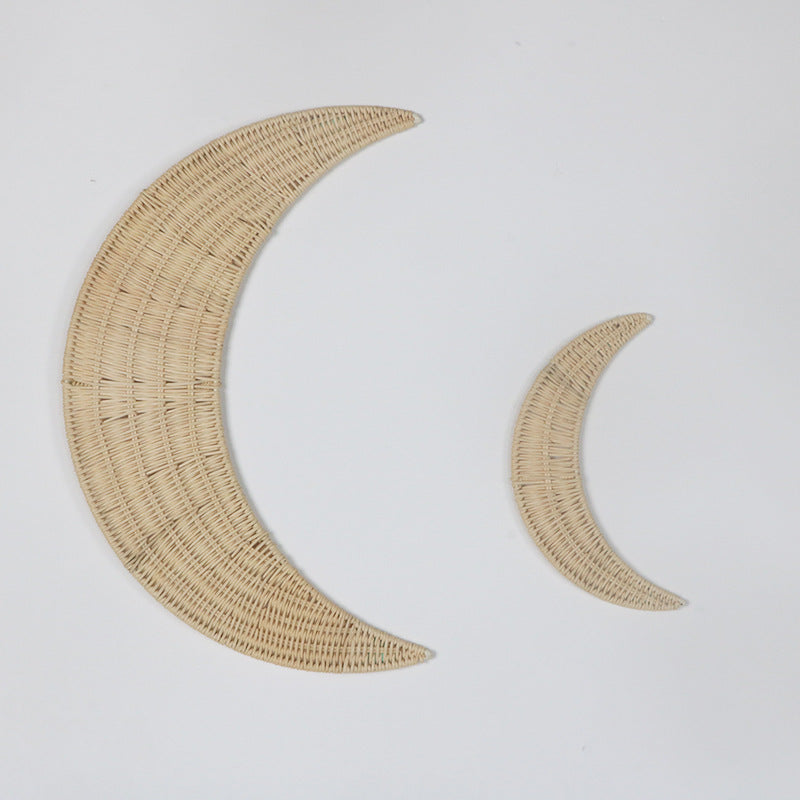 Nordic Style Woven Moon Shape Wall Hanging Decor Handmade Weaving Art Decoration for Wall Photography Props