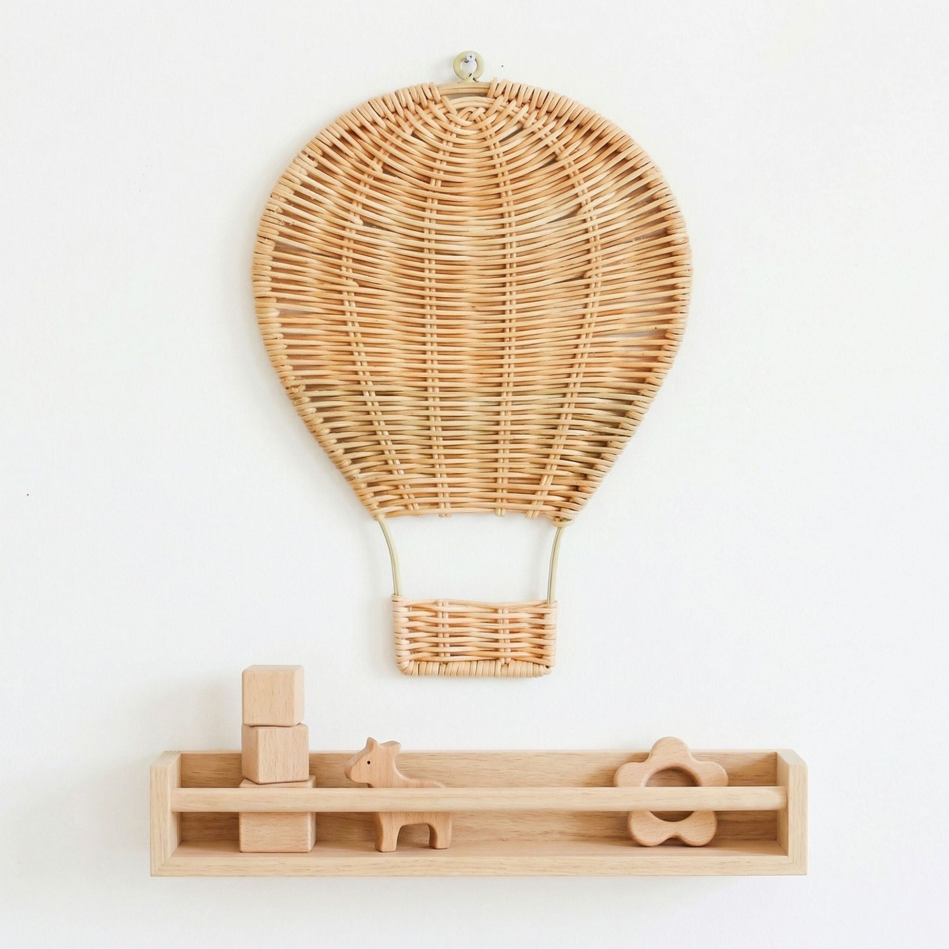 Handmade Rattan Hot Air Balloon Wall Hanging Decoration for Kids' Room, Home Decor, Baby Photo Prop