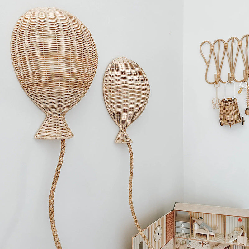 Scandinavian Bamboo Woven Balloon Wall Hanging Decor for Kids' Room Wall Decoration