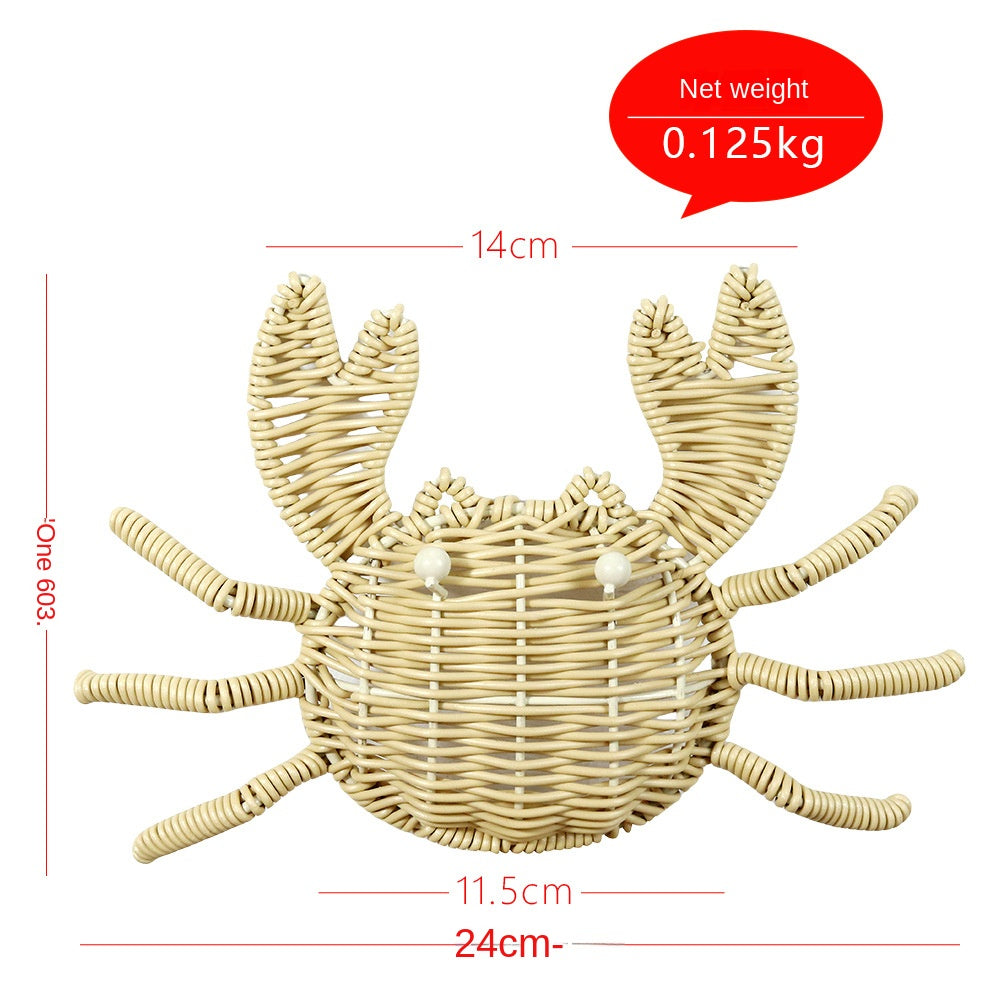 Ocean Series Handmade Rattan Wall Hanging Decor - Seahorse, Crab, Tropical Fish, Handwoven Rattan Wall Art