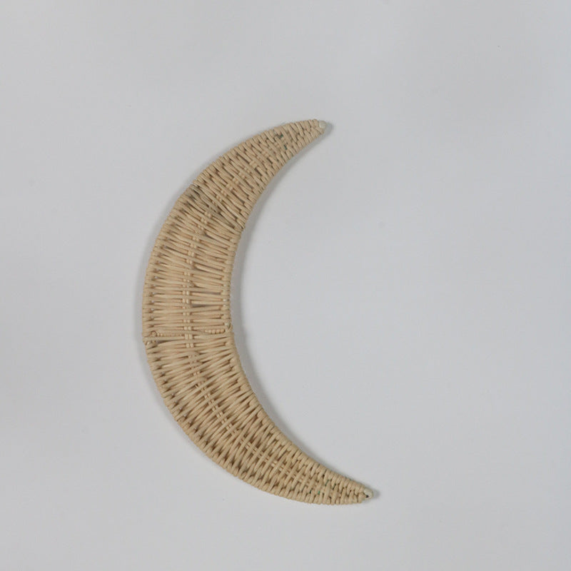 Nordic Style Woven Moon Shape Wall Hanging Decor Handmade Weaving Art Decoration for Wall Photography Props