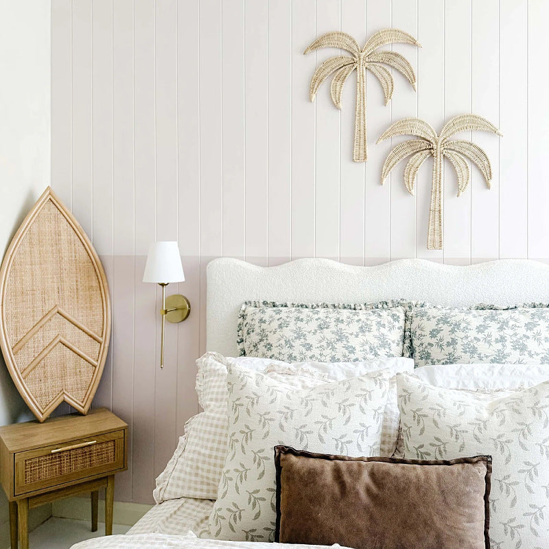 Nordic Style Rattan Coconut Tree Wall Hanging Decoration Hand-Woven Storage Decorative Wall Art for Background Wall Decoration