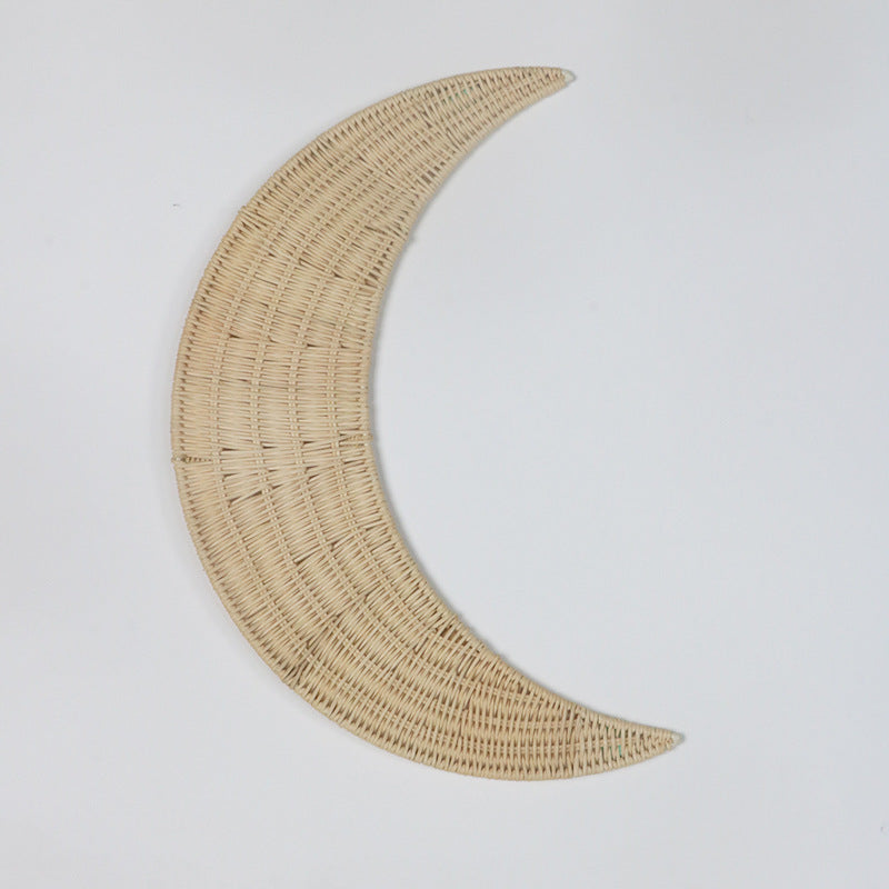 Nordic Style Woven Moon Shape Wall Hanging Decor Handmade Weaving Art Decoration for Wall Photography Props