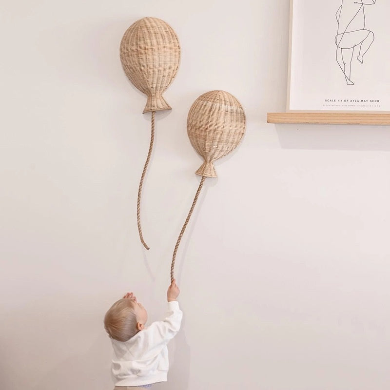 Scandinavian Bamboo Woven Balloon Wall Hanging Decor for Kids' Room Wall Decoration