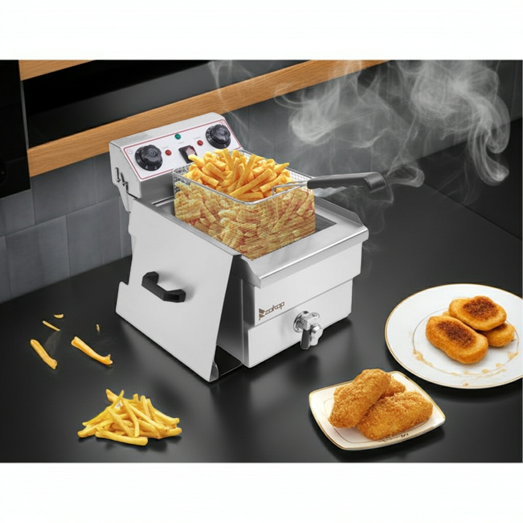 CrispMaster Pro — 12.5QT Stainless Steel Deep Fryer with Drain Faucet