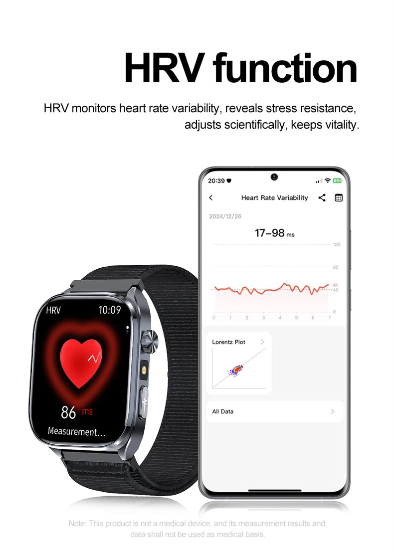 2026 New AI-GPT Health Diagosis Smart Watch Men ECG Blood Pressure Blood Oxygen Lipid Uric Acid Health Analysis Smart Bracelet