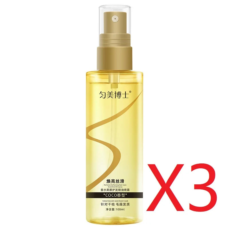 Anti-Frizz Hair Oil Spray, Perfumed Smoothing Lightweight Non-Greasy Hair Care Oil for Color-Treated & Perm Damaged Hair, Long-L