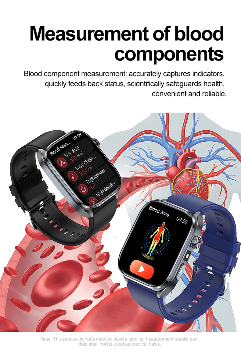2026 New AI-GPT Health Diagosis Smart Watch Men ECG Blood Pressure Blood Oxygen Lipid Uric Acid Health Analysis Smart Bracelet