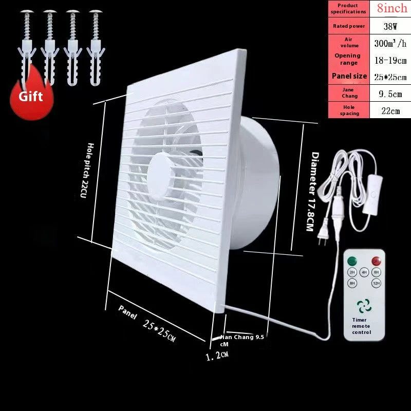 220V White Wall Mounted Exhaust Fan 4 6 8 Inch Toilet Bathroom Kitchen