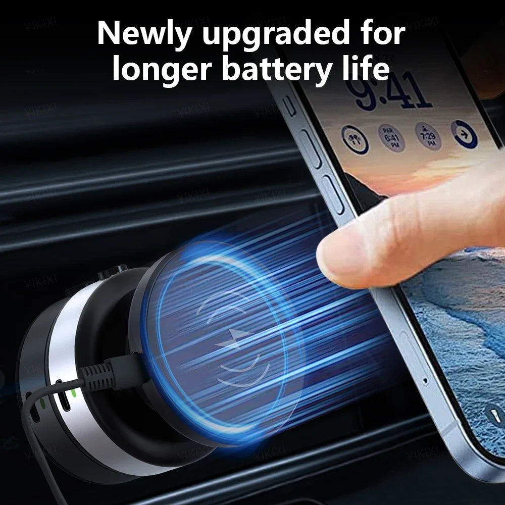 Electric Vacuum Suction Car Phone Holder 15W Wireless Charge 360° Rotation N52 Strong Magnetic Bracket for iPhone 12-16 Pro Max