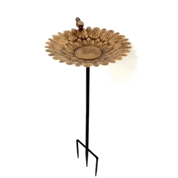 Solar Glass Peacock Bird Bath Stake Colorful Feather Design Lighted Outdoor Garden Birdbath Wild Bird Feeder Landscape Art Bowl