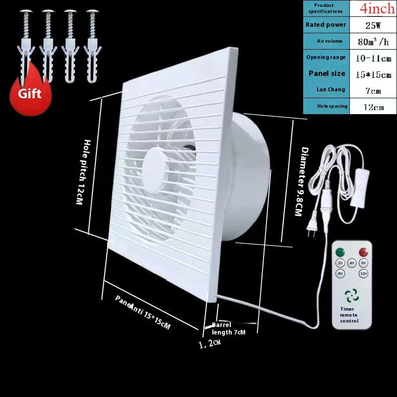 220V White Wall Mounted Exhaust Fan 4 6 8 Inch Toilet Bathroom Kitchen
