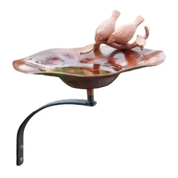 Solar Glass Peacock Bird Bath Stake Colorful Feather Design Lighted Outdoor Garden Birdbath Wild Bird Feeder Landscape Yard Art