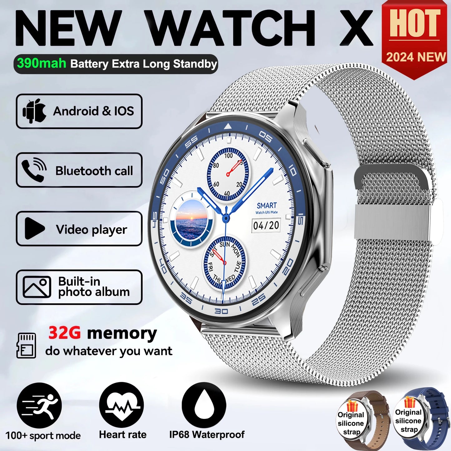 2025 New Smart Watch Bluetooth Call Watch Sleep Heart Rate Detection Smart Watches Blood Oxygen Monitor Activity Tracker Compass