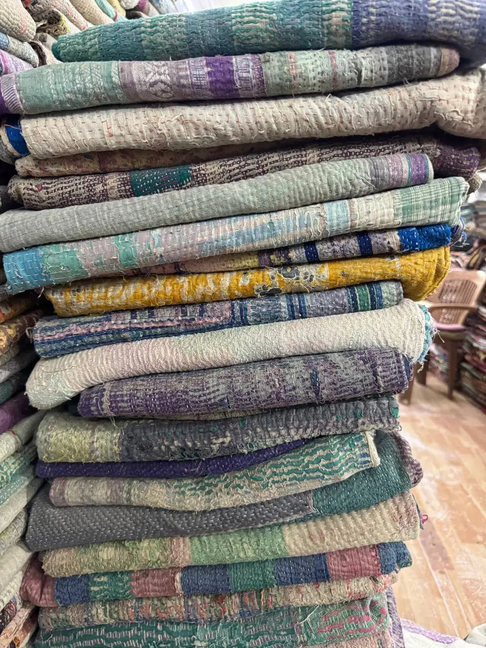 Vintage Kantha Quilt Hand Stitched Cotton Throw – Boho Bedspread – Reversible Kantha Blanket – Rustic Minimal Home Decor