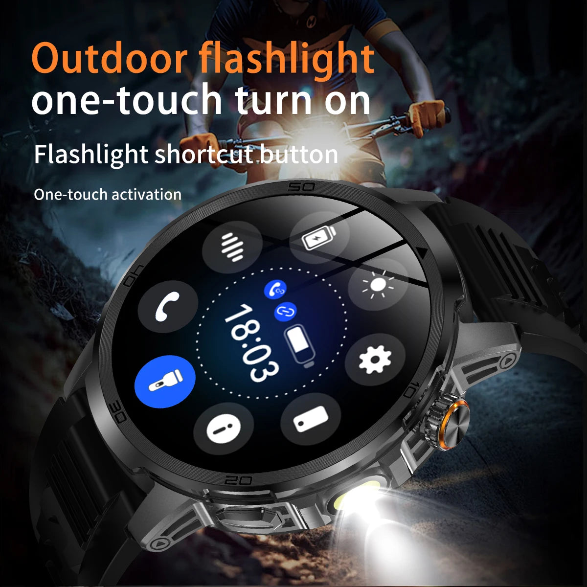 2026 New Outdoor Military Smart Watch For Men 1.85" AMOLED 1000mAh Battery IP69K Swim Flashlight Heart Rate Wireless Call Watchs