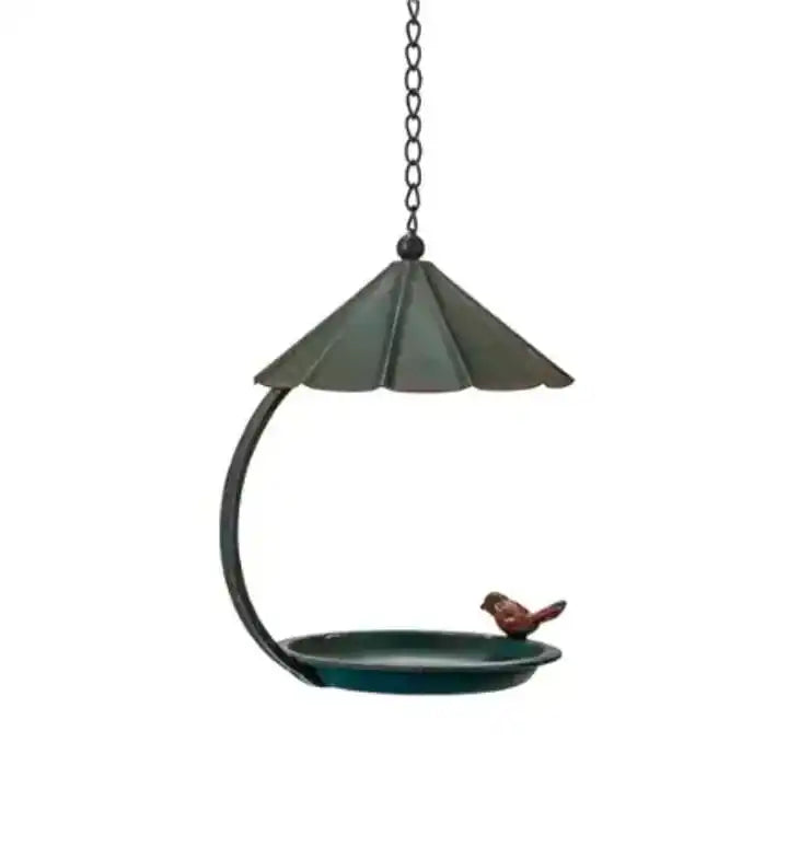 Verdigris Lotus Leaf Bird Bath Pedestal Stand Metal Garden Art Outdoor Birdbath With Bird Statues Water Basin Decor