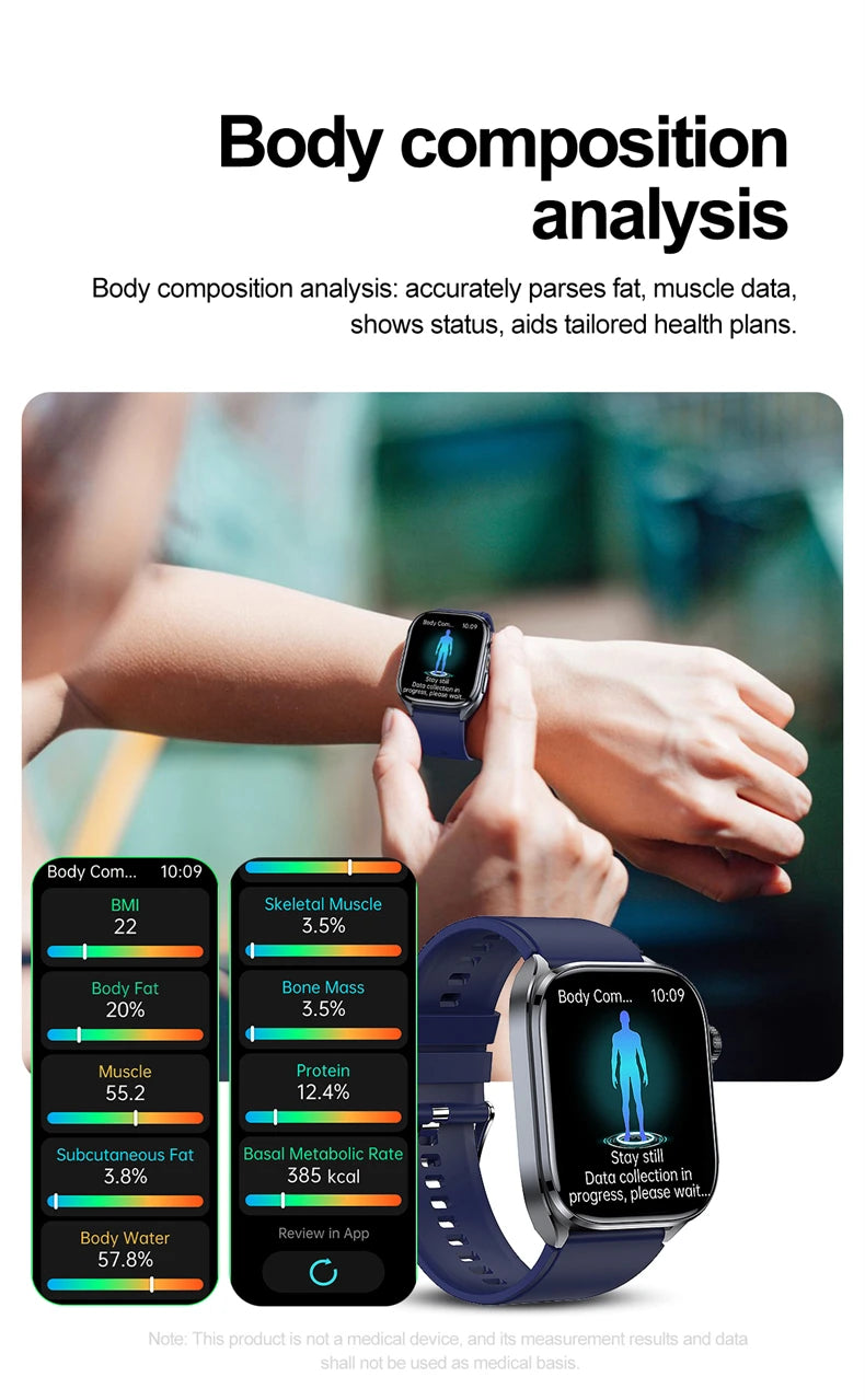 2026 New AI-GPT Health Diagosis Smart Watch Men ECG Blood Pressure Blood Oxygen Lipid Uric Acid Health Analysis Smart Bracelet