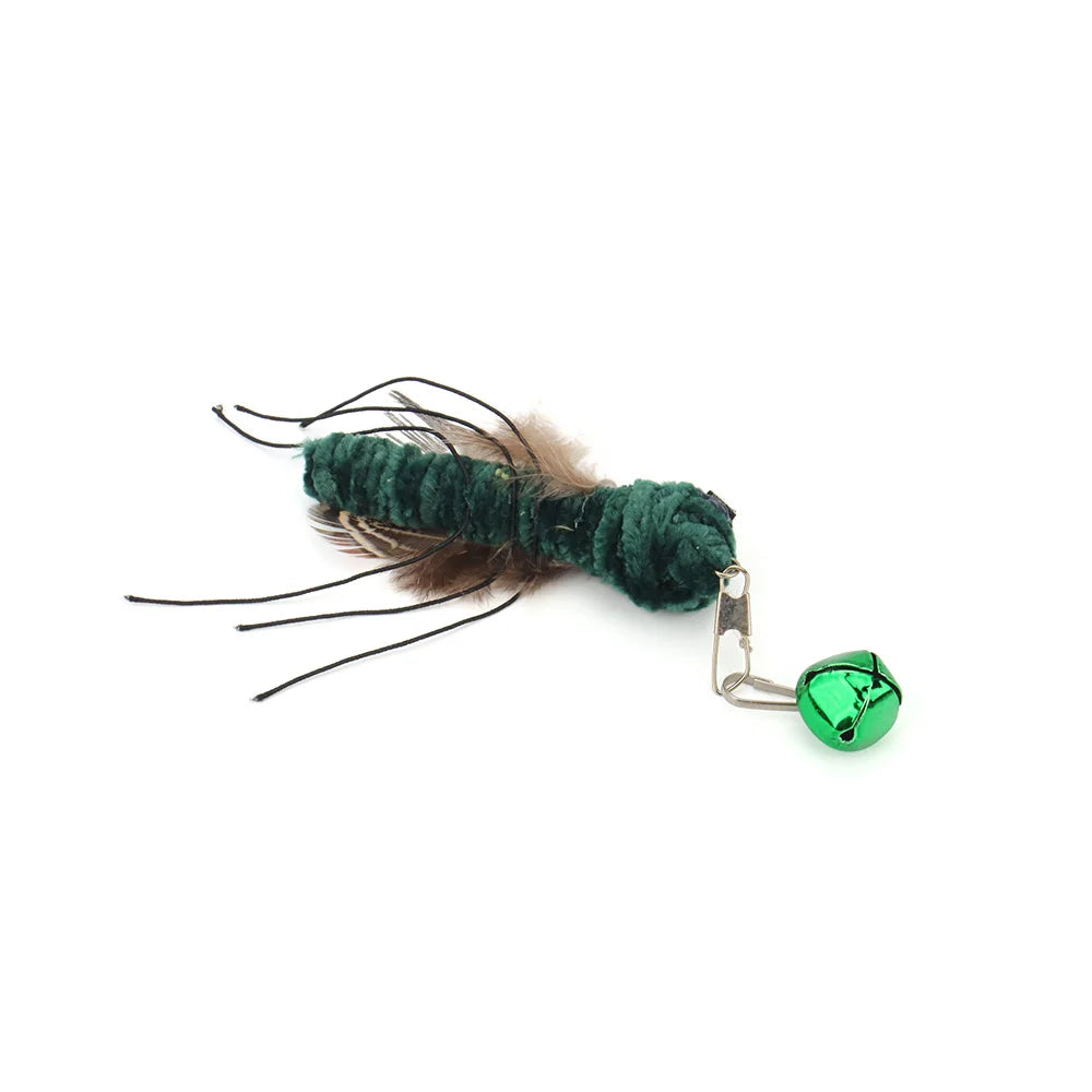5pcs Fake Insects Replacement Heads for Cat Teasers Kitten Feather Plush Pet Toys