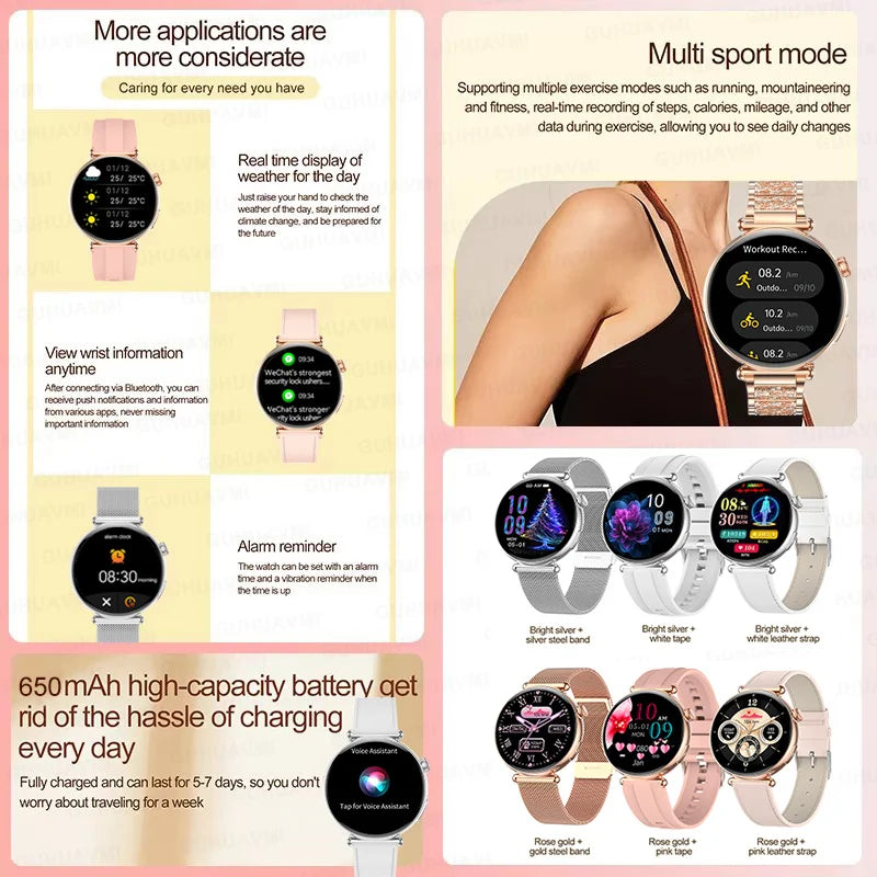 ECG Smart Watch Women 1.32inch AMOLED Screen Sport Watch Blood Pressure Micro physical examination AI dial SmartWatch For Women