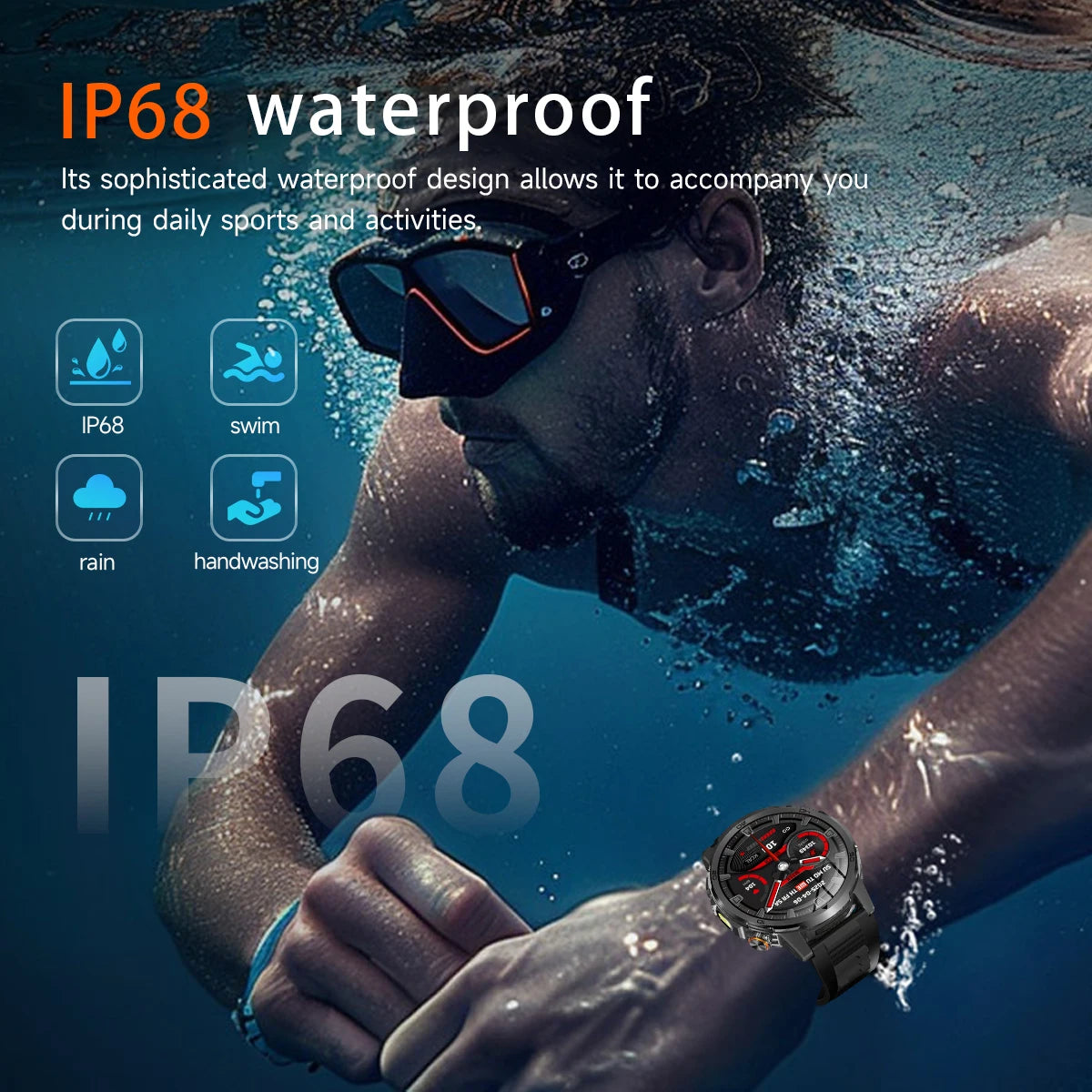 2026 New Outdoor Military Smart Watch For Men 1.85" AMOLED 1000mAh Battery IP69K Swim Flashlight Heart Rate Wireless Call Watchs