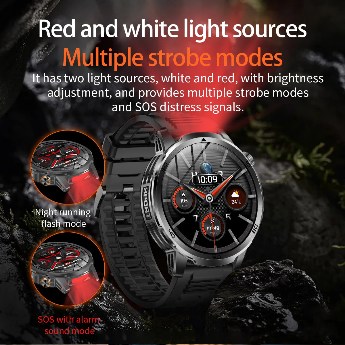 2026 New Outdoor Military Smart Watch For Men 1.85" AMOLED 1000mAh Battery IP69K Swim Flashlight Heart Rate Wireless Call Watchs