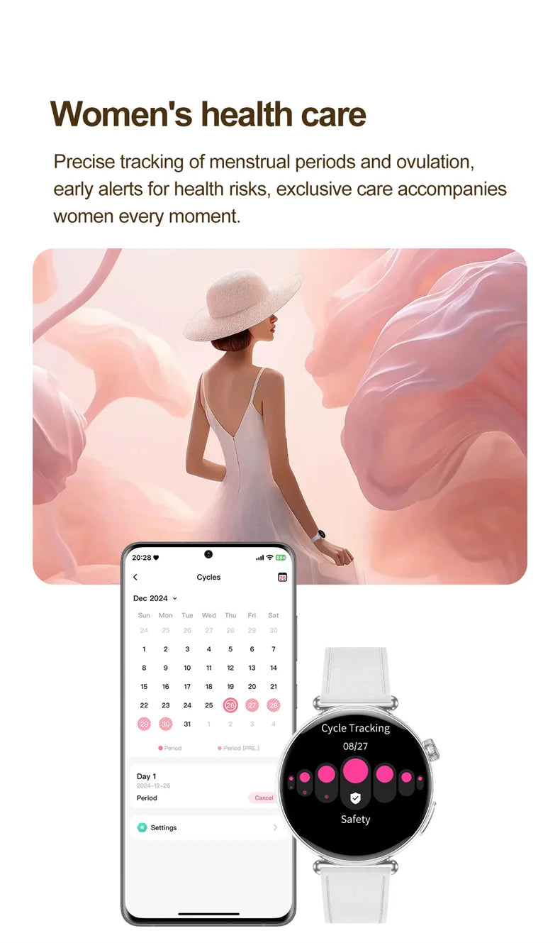 ECG Smart Watch Women 1.32inch AMOLED Screen Sport Watch Blood Pressure Micro physical examination AI dial SmartWatch For Women