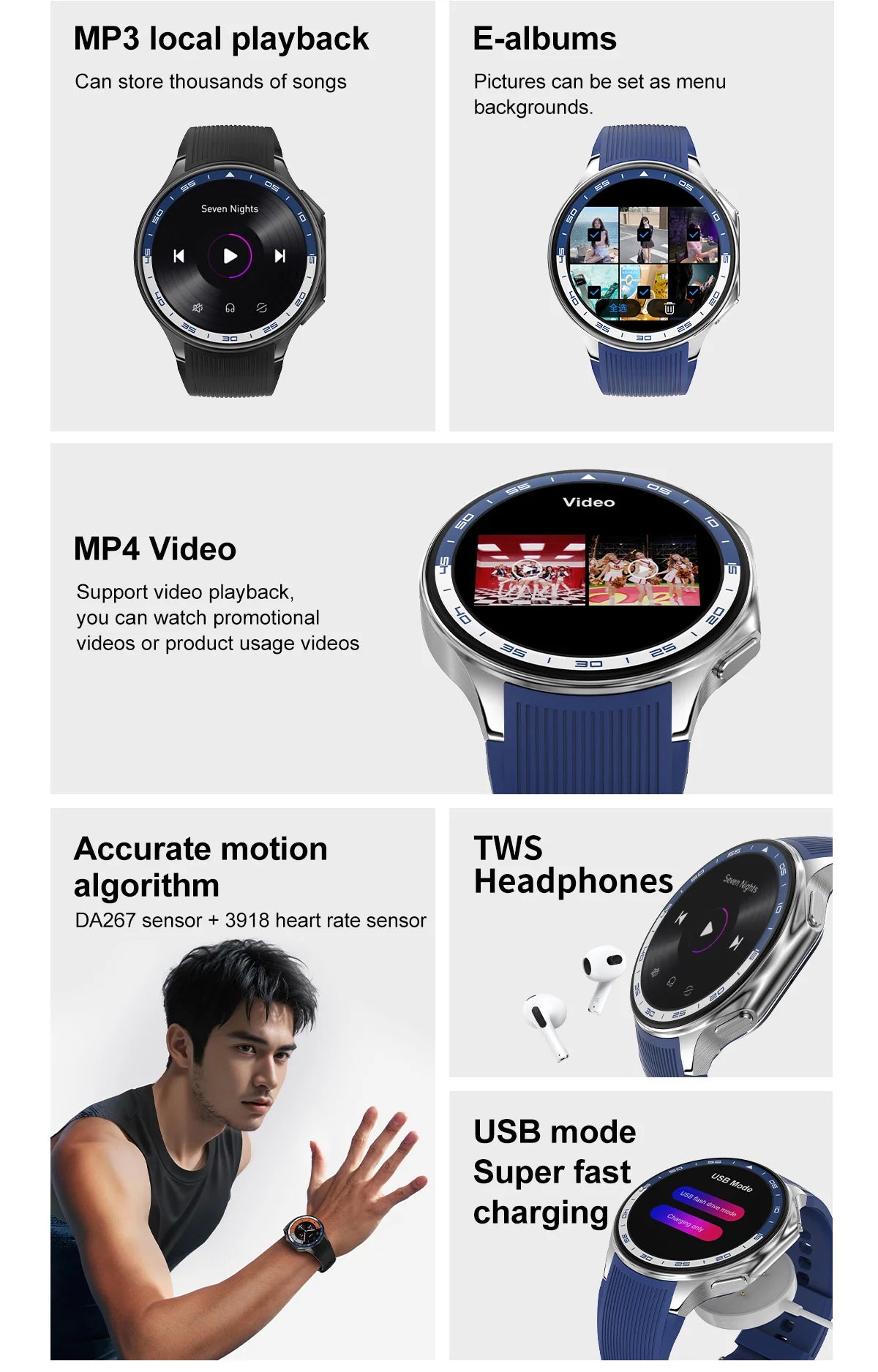 2025 New Smart Watch Bluetooth Call Watch Sleep Heart Rate Detection Smart Watches Blood Oxygen Monitor Activity Tracker Compass