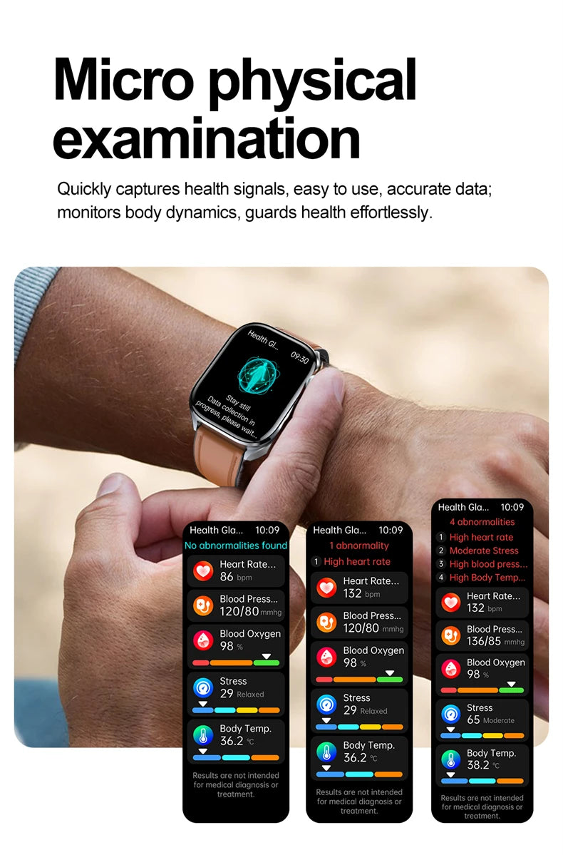 2026 New AI-GPT Health Diagosis Smart Watch Men ECG Blood Pressure Blood Oxygen Lipid Uric Acid Health Analysis Smart Bracelet