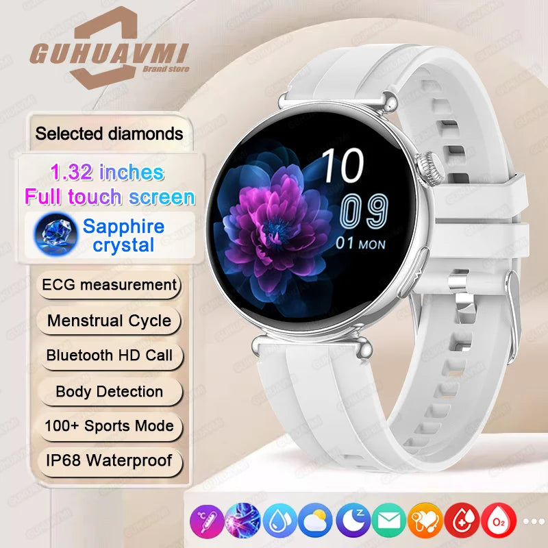 ECG Smart Watch Women 1.32inch AMOLED Screen Sport Watch Blood Pressure Micro physical examination AI dial SmartWatch For Women