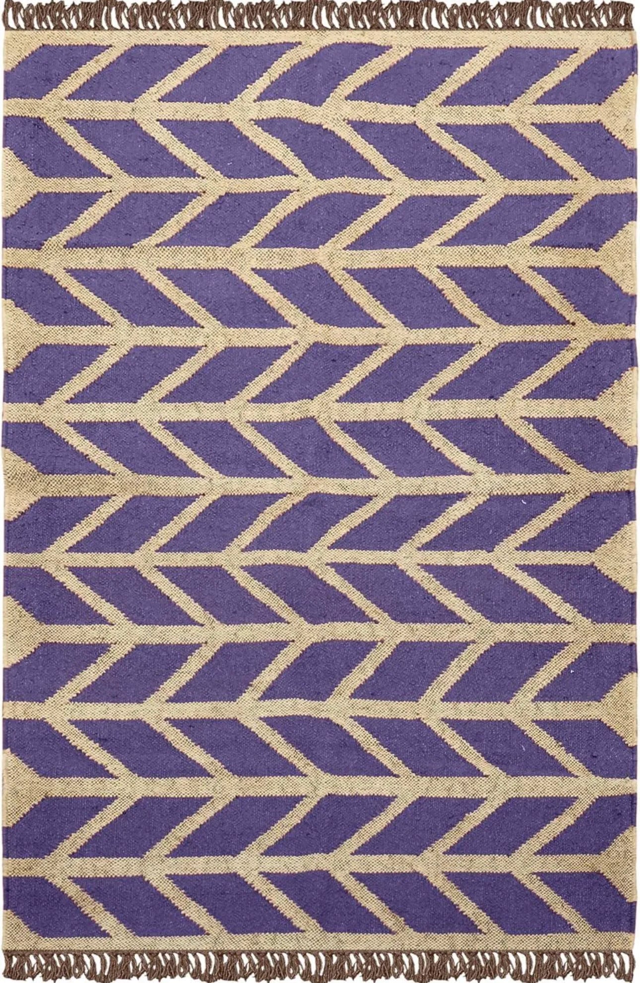 Handwoven Jute Rug with Geometric Pattern Eco-Friendly Durable Modern Medium Pile Floor Carpet for Living Room Home Decor