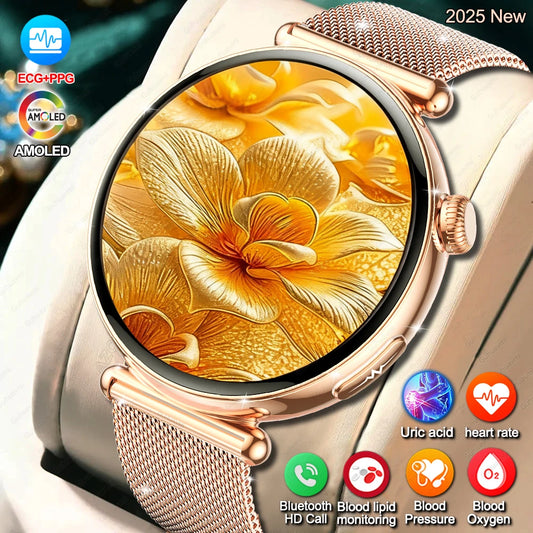 ECG Smart Watch Women 1.32inch AMOLED Screen Sport Watch Blood Pressure Micro physical examination AI dial SmartWatch For Women