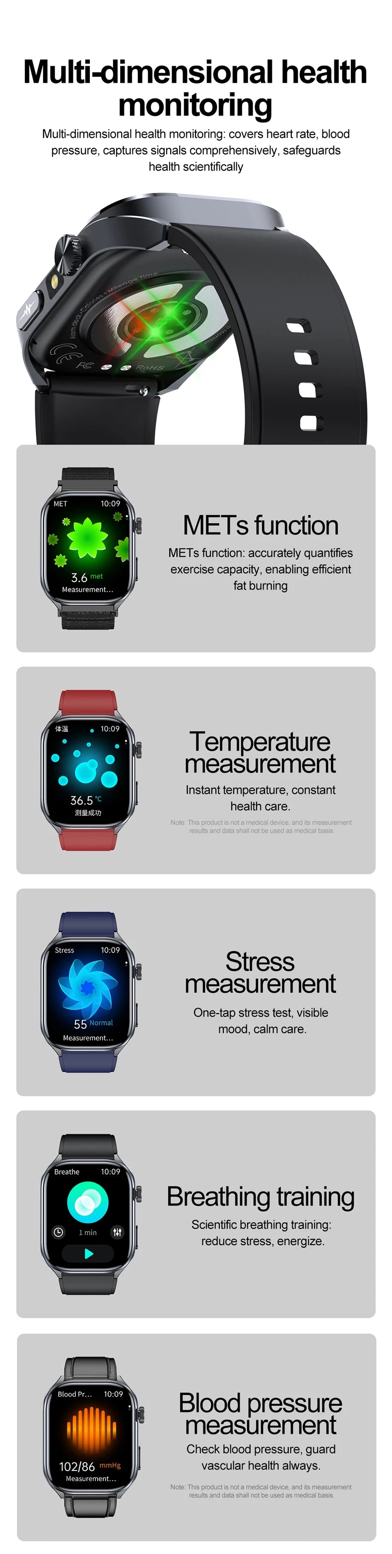 2026 New AI-GPT Health Diagosis Smart Watch Men ECG Blood Pressure Blood Oxygen Lipid Uric Acid Health Analysis Smart Bracelet